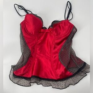 Jezebel Scarlet Red and Black Lace Satin Doll intimately Bustier size 34B